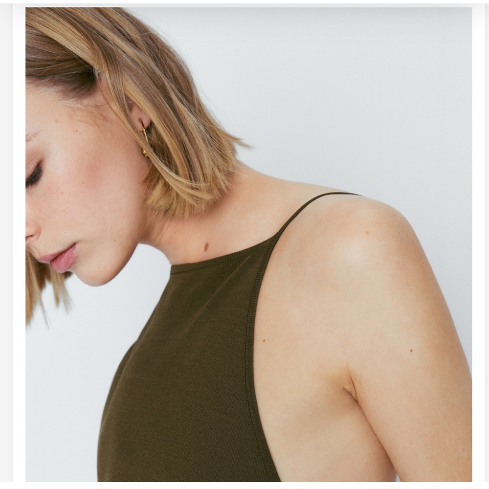 Massimo Dutti Green Knit Spaghetti Strap Slip Dress - Picture 3 of 14